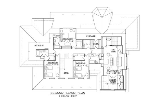 Floor Plan - Upper Floor for Country House Plan #1054-73 - 5 bed, 5.5 bath