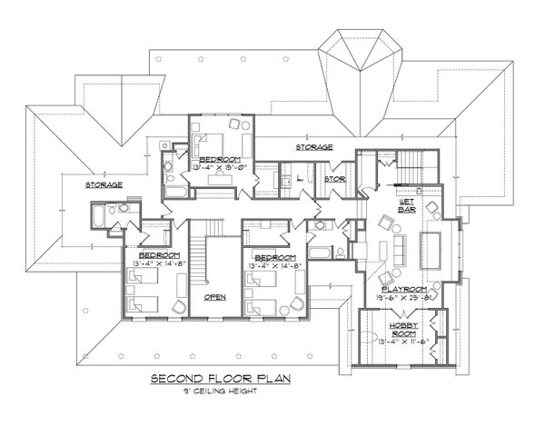 House Design - Country Floor Plan - Upper Floor Plan #1054-73
