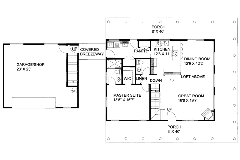 Architectural House Design - Floor Plan - Main Floor for Bungalow House Plan #117-729 - 4 bed, 3.5 bath