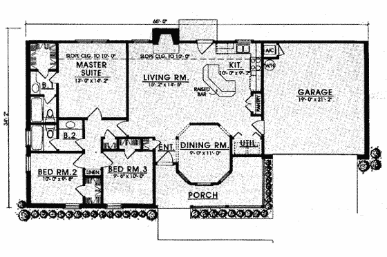 Floor Plan - Main Floor for Traditional House Plan #40-251 - 3 bed, 2 bath