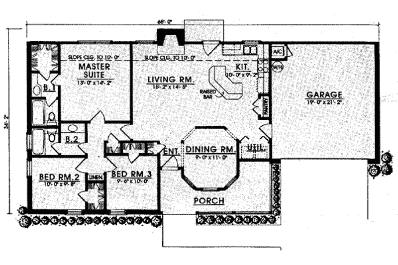 Home Plan - Floor Plan - Main Floor for Traditional House Plan #40-251 - 3 bed, 2 bath