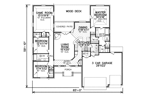 Floor Plan - Main Floor for Traditional House Plan #65-466 - 3 bed, 2 bath