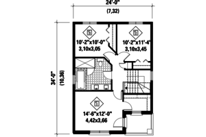 Floor Plan - Upper Floor for Contemporary House Plan #25-4429 - 3 bed, 1 bath
