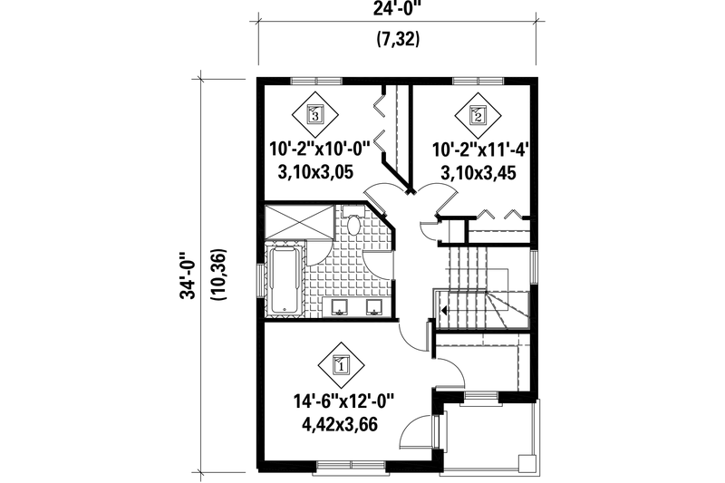 Dream House Plan - Floor Plan - Upper Floor for Contemporary House Plan #25-4429 - 3 bed, 1 bath