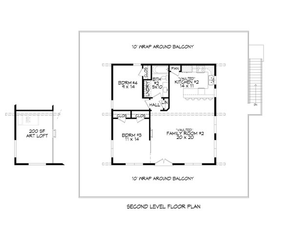 Beach Floor Plan - Upper Floor Plan #932-799