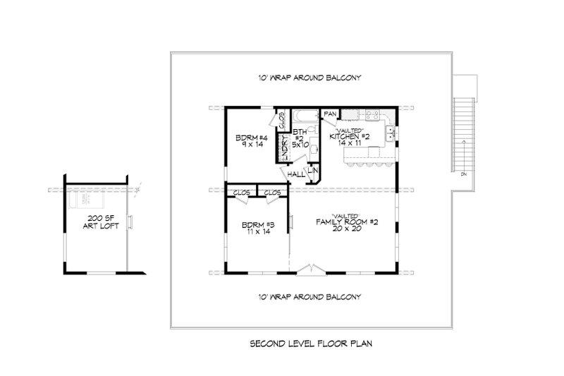 House Blueprint - Floor Plan - Upper Floor for Beach House Plan #932-799 - 4 bed, 2 bath