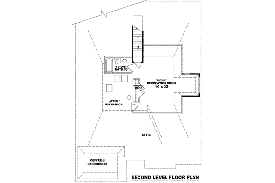Floor Plan - Upper Floor for European House Plan #81-1220 - 3 bed, 2 bath
