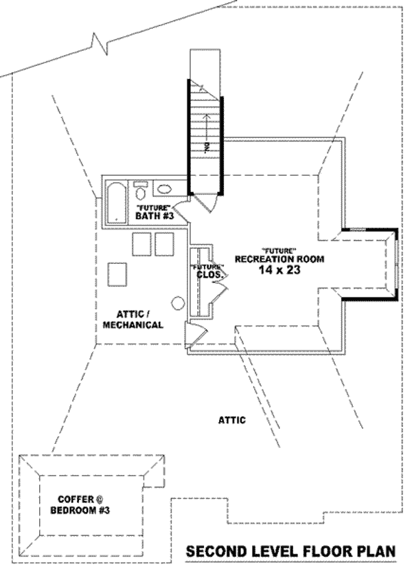 Floor Plan - Upper Floor for European House Plan #81-1220 - 3 bed, 2 bath