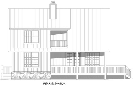 Exterior - Rear Elevation for Farmhouse House Plan #932-702 - 3 bed, 2.5 bath