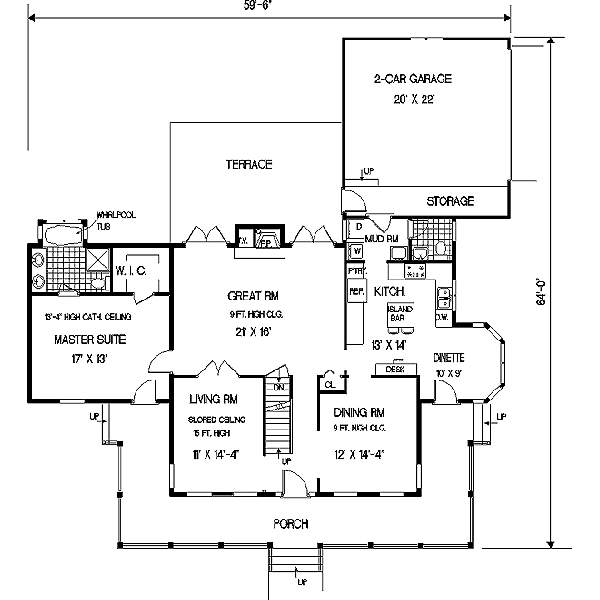 House Plan Design - Southern Floor Plan - Main Floor Plan #3-176