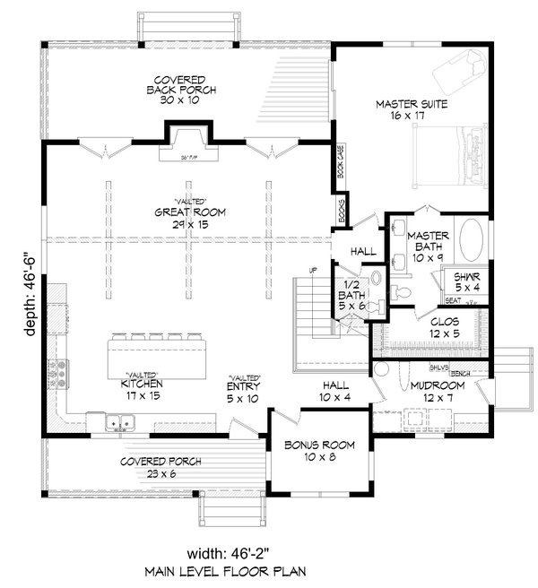 Architectural House Design - Traditional Floor Plan - Main Floor Plan #932-413