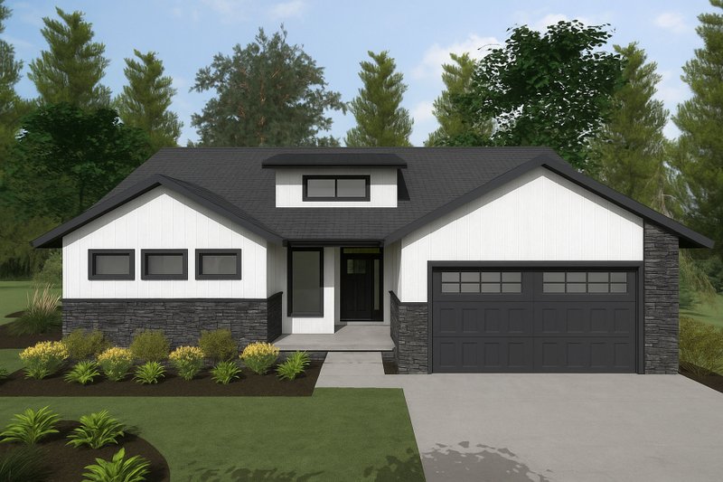 House Blueprint - Contemporary Exterior - Front Elevation Plan #20-2588