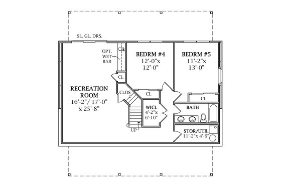 Floor Plan - Lower Floor for Cabin House Plan #456-17 - 3 bed, 2 bath