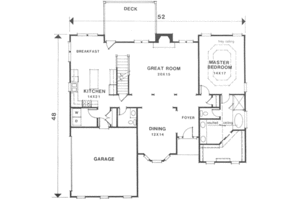 Floor Plan - Main Floor for European House Plan #129-120 - 3 bed, 3.5 bath