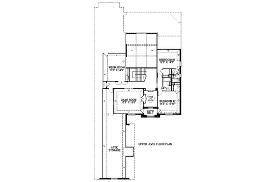 Floor Plan - Upper Floor for European House Plan #141-230 - 3 bed, 3.5 bath