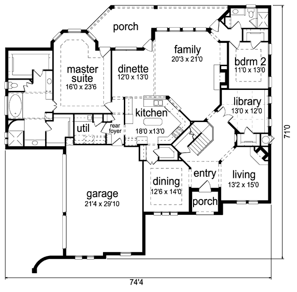 House Plan Design - European Floor Plan - Main Floor Plan #84-467