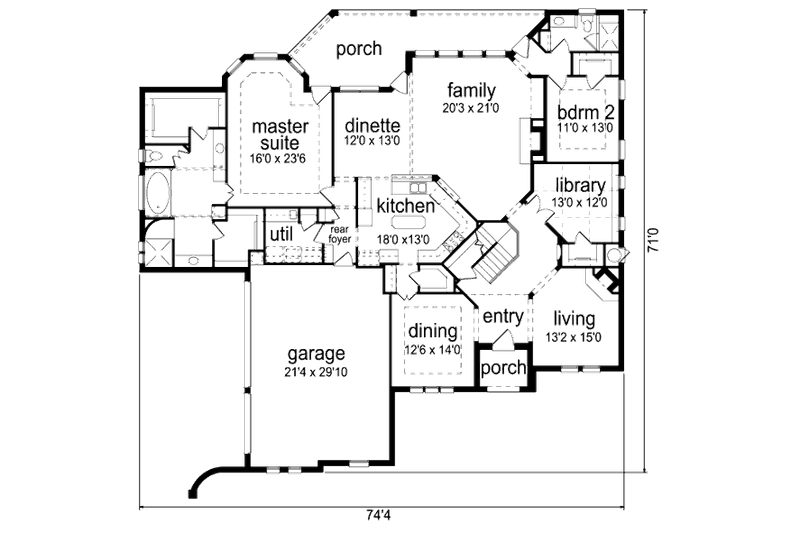 Home Plan - Floor Plan - Main Floor for European House Plan #84-467 - 4 bed, 3 bath