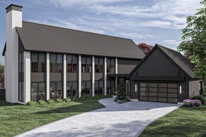 Exterior - Front Elevation for Contemporary House Plan #455-511 - 4 bed, 2.5 bath