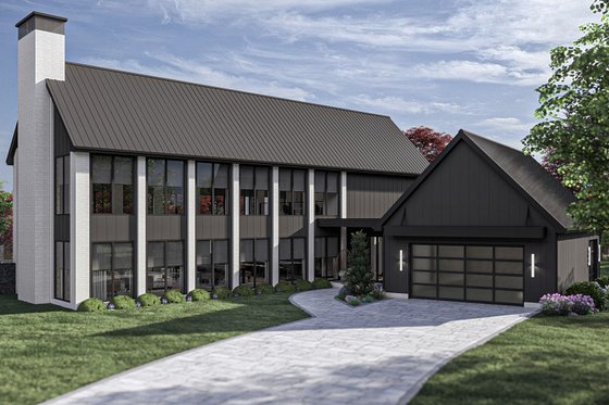 Exterior - Front Elevation for Contemporary House Plan #455-511 - 4 bed, 2.5 bath