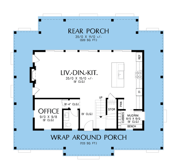 House Blueprint - Farmhouse Floor Plan - Main Floor Plan #48-1157