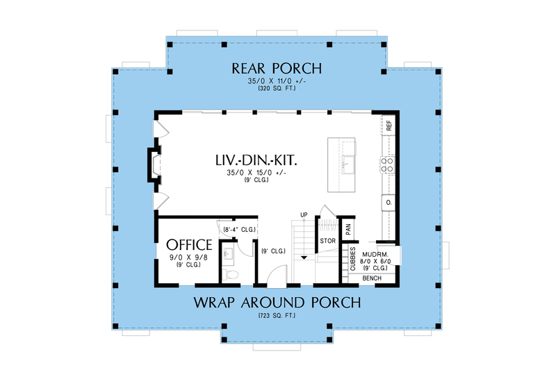 House Design - Floor Plan - Main Floor for Farmhouse House Plan #48-1157 - 3 bed, 2.5 bath