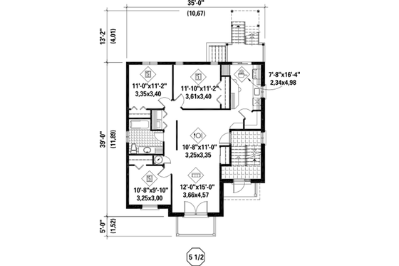 Floor Plan - Main Floor for Contemporary House Plan #25-4381 - 9 bed, 3 bath