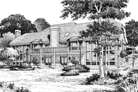 Exterior - Rear Elevation for European House Plan #57-272 - 3 bed, 2.5 bath