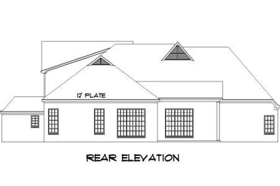 Exterior - Rear Elevation for European House Plan #424-29 - 4 bed, 3.5 bath