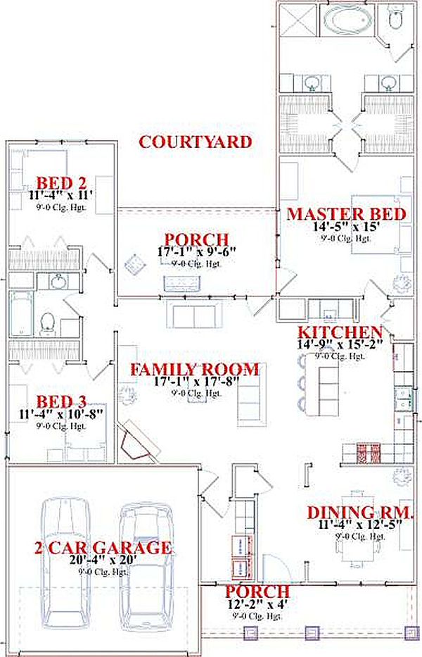 Bungalow Floor Plan - Main Floor Plan #63-183