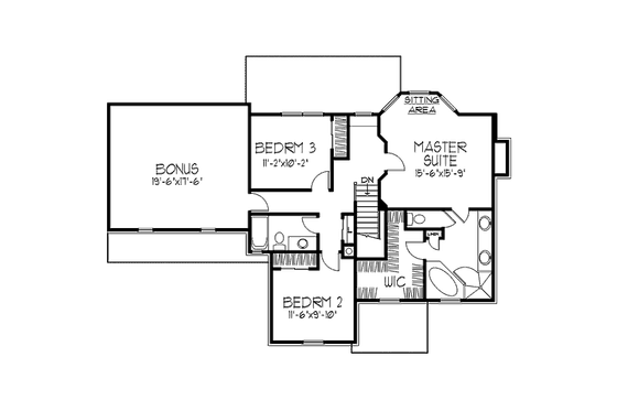 Floor Plan - Upper Floor for Colonial House Plan #320-472 - 3 bed, 2.5 bath