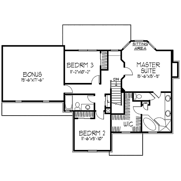 Architectural House Design - Colonial Floor Plan - Upper Floor Plan #320-472