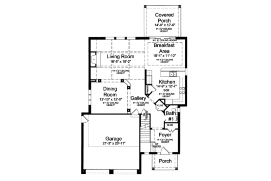 Floor Plan - Main Floor for Traditional House Plan #46-445 - 4 bed, 3.5 bath