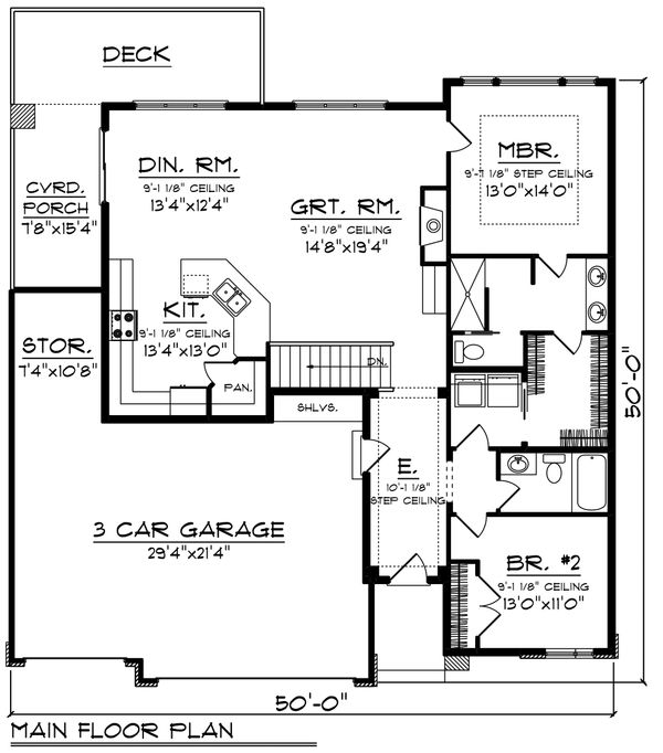 Architectural House Design - Contemporary Floor Plan - Main Floor Plan #70-1489