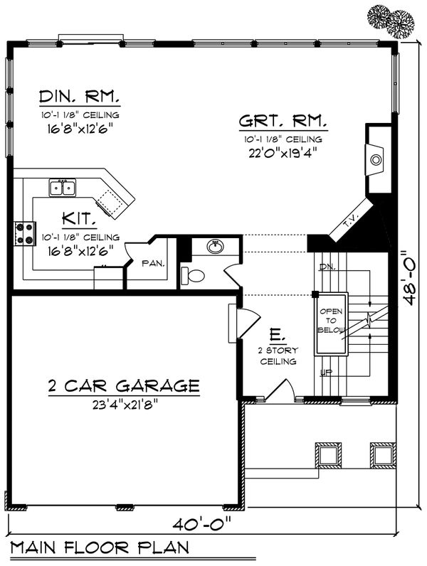 House Blueprint - Traditional Floor Plan - Main Floor Plan #70-1201