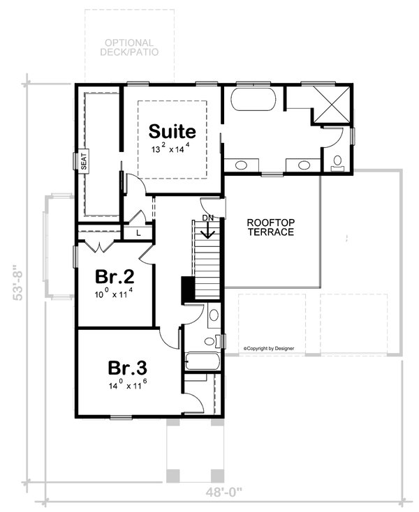 Modern Floor Plan - Upper Floor Plan #20-2505