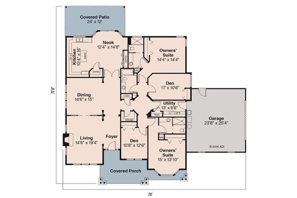 Home Plan - Floor Plan - Main Floor for Craftsman House Plan #124-387 - 4 bed, 3 bath