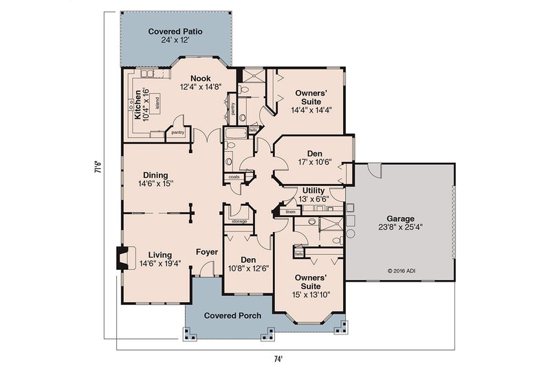 Home Plan - Floor Plan - Main Floor for Craftsman House Plan #124-387 - 4 bed, 3 bath