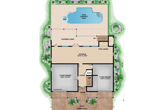 Floor Plan - Main Floor for Beach House Plan #27-566 - 2 bed, 2.5 bath