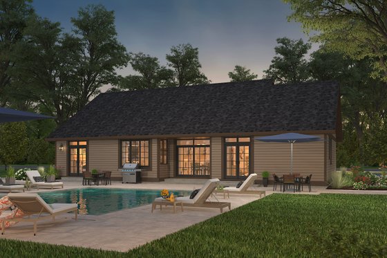 Exterior - Rear Elevation 3 for Country House Plan #427-10 - 3 bed, 2.5 bath