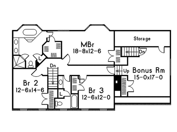 House Blueprint - Colonial Floor Plan - Upper Floor Plan #57-704