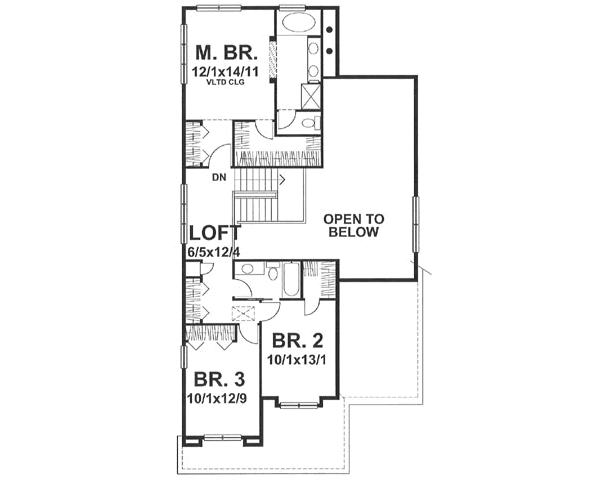Traditional Floor Plan - Upper Floor Plan #50-103