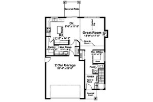 Floor Plan - Main Floor for Farmhouse House Plan #126-213 - 3 bed, 2.5 bath