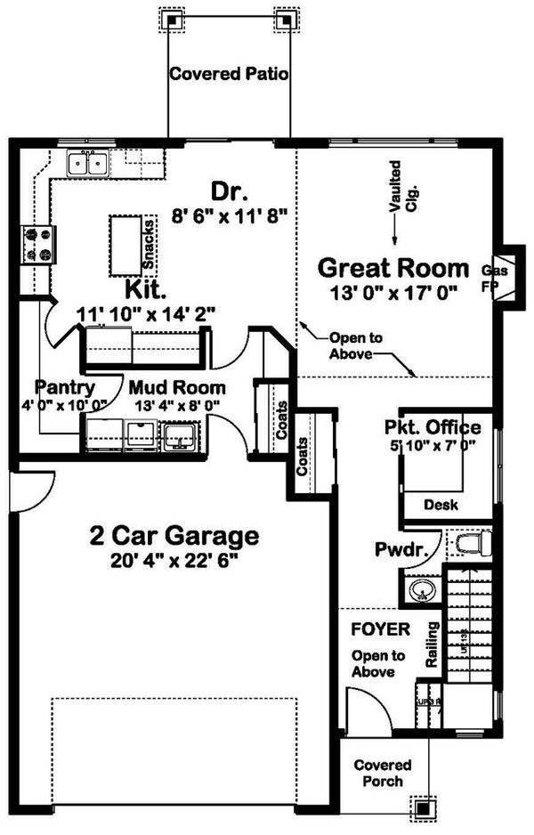 Architectural House Design - Farmhouse Floor Plan - Main Floor Plan #126-213