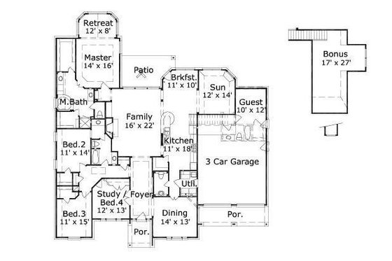 Floor Plan - Main Floor for European House Plan #411-283 - 4 bed, 2.5 bath