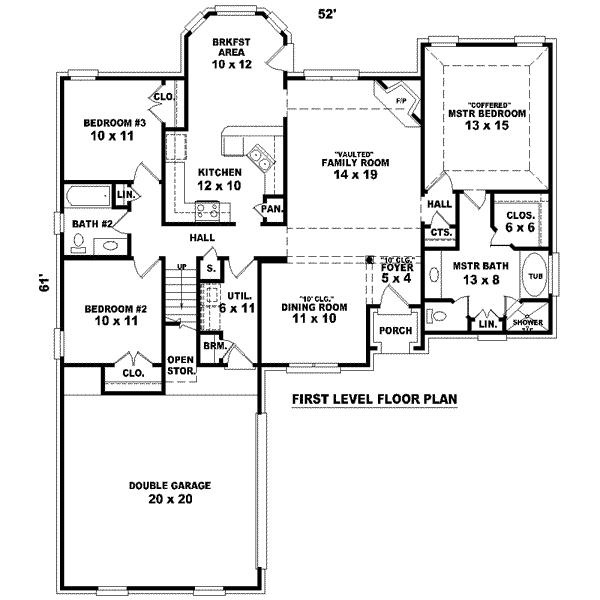 European Style House Plan - 3 Beds 2 Baths 1670 Sq/Ft Plan #81-1466 ...