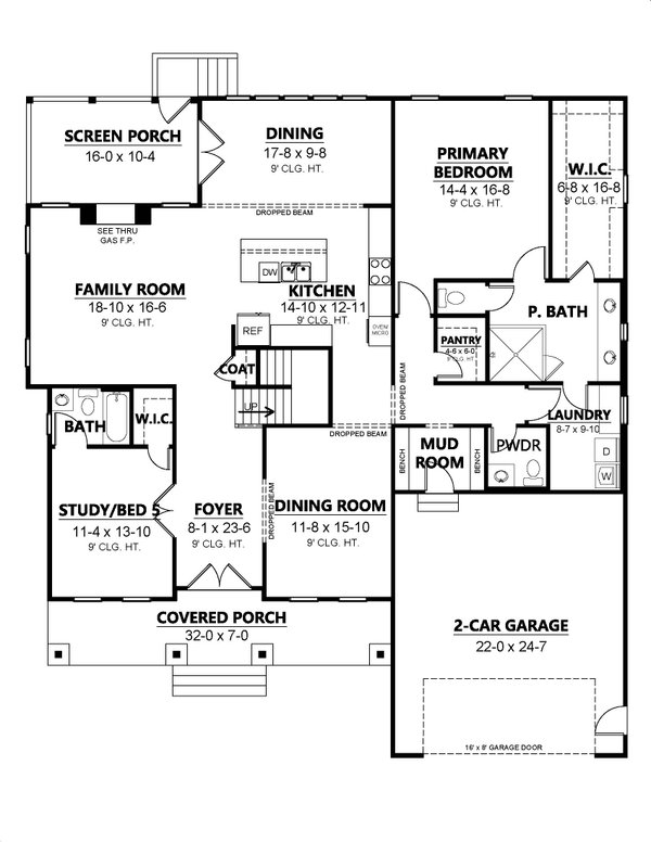 Dream House Plan - Craftsman Floor Plan - Main Floor Plan #1080-31