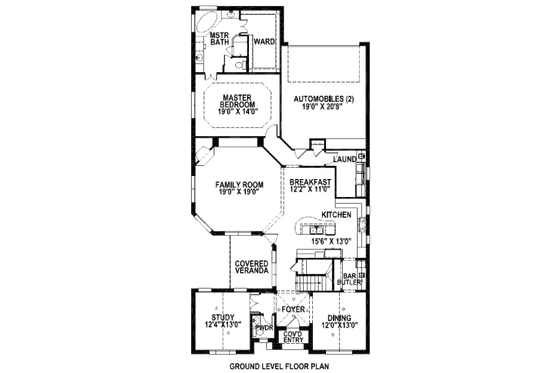 Floor Plan - Main Floor for European House Plan #141-242 - 3 bed, 3.5 bath
