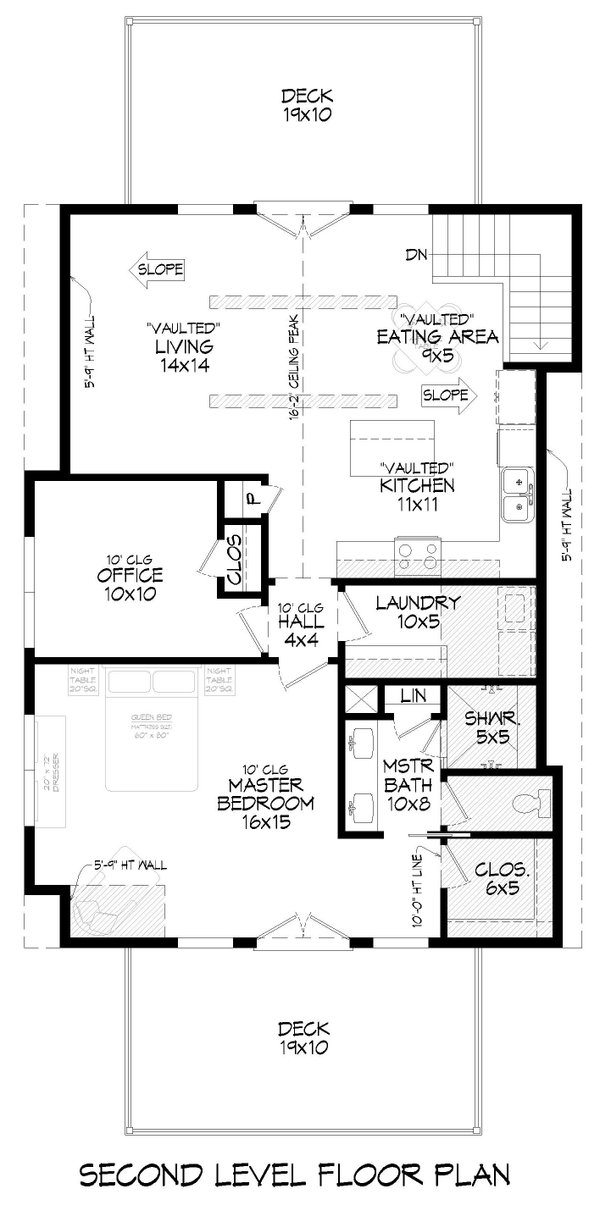 House Blueprint - Southern Floor Plan - Upper Floor Plan #932-1328