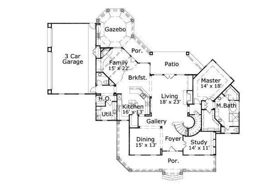Floor Plan - Main Floor for Traditional House Plan #411-403 - 4 bed, 3.5 bath