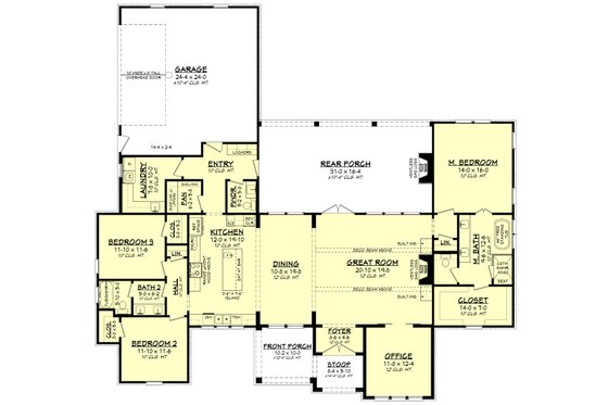 Floor Plan - Main Floor for Farmhouse House Plan #430-329 - 3 bed, 2.5 bath